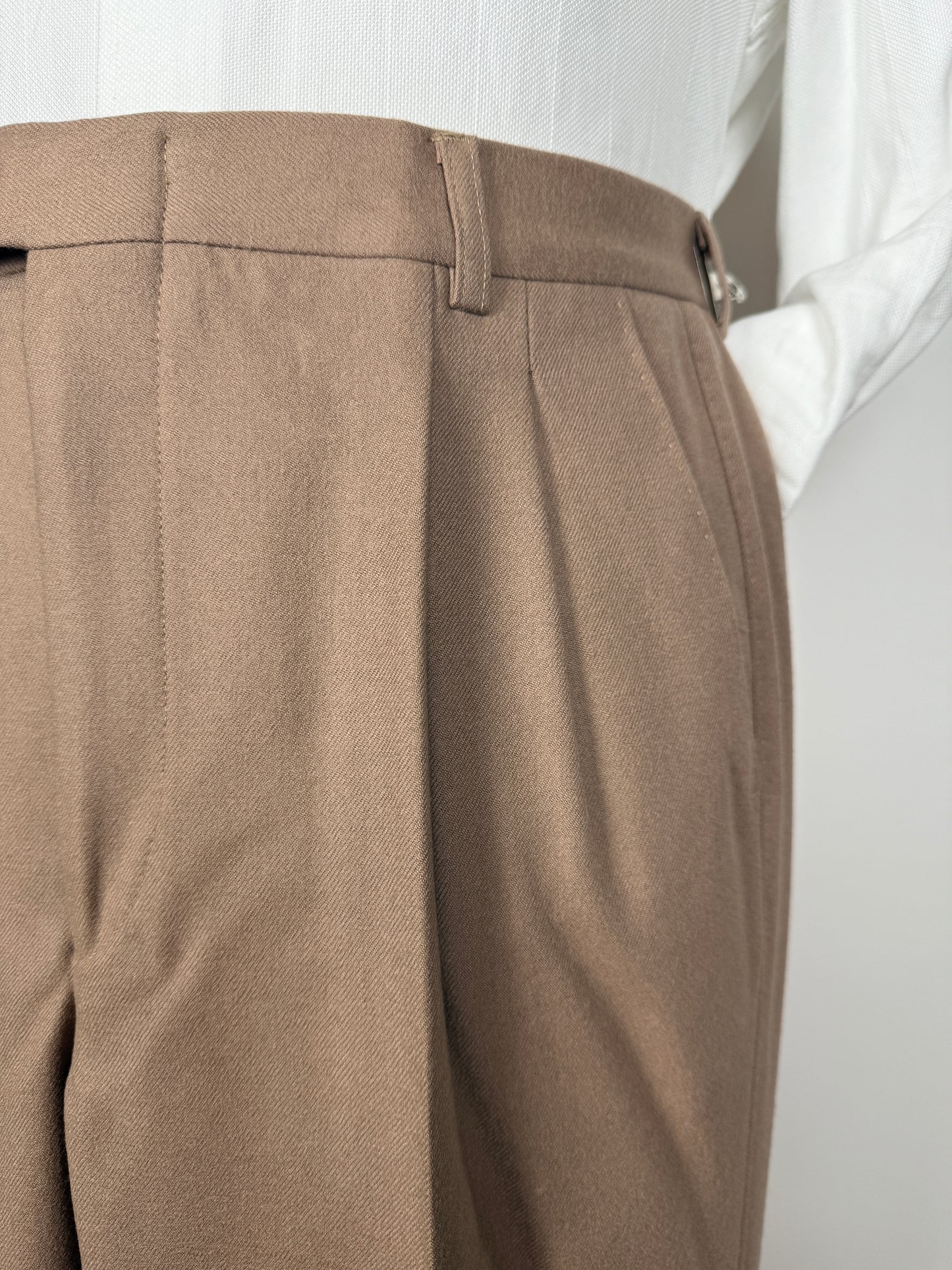 Pantaloni anni ‘70/‘80 in flanella beige (NOS) - tg. 50