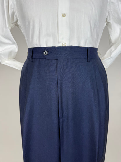 Pantaloni fresco lana blu anni '80 - tg. 48/50