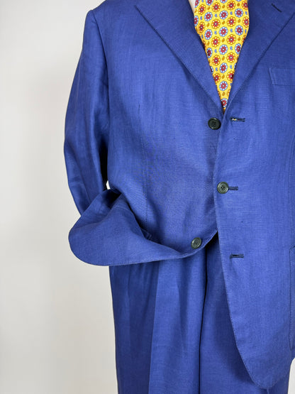 Completo sartoriale F. Di Marco lino irlandese blu (doppio pantalone) - tg. 52 corta