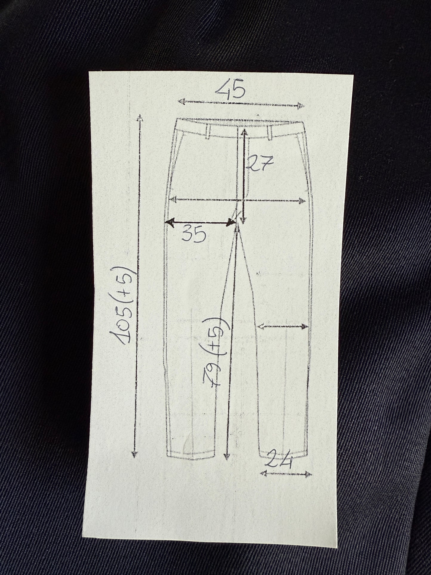 Pantaloni anni ‘70 in twill pettinato blu navy - tg. 50/52