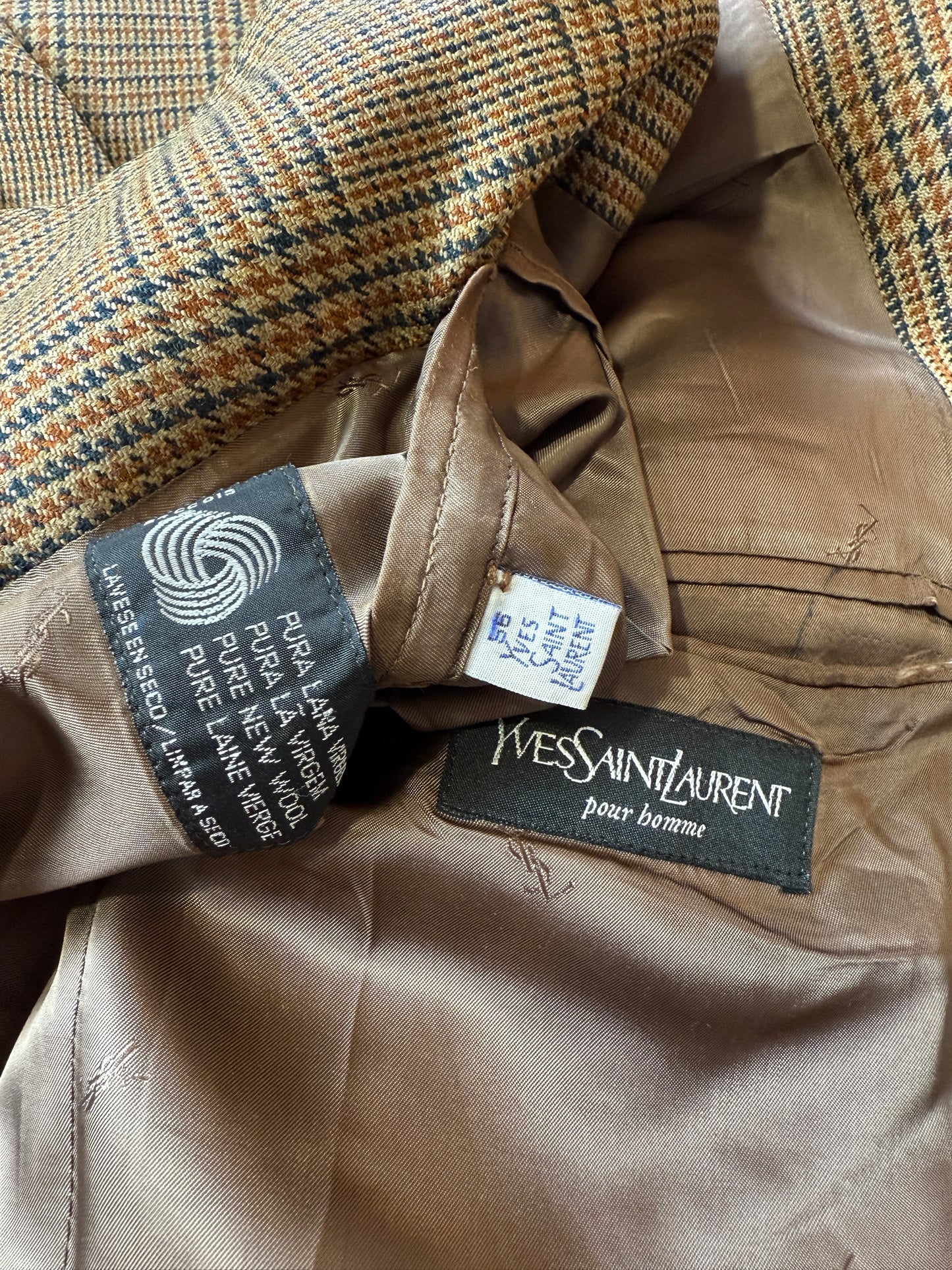 Giacca Yves Saint Laurent anni '80/'90 principe di Galles senape - tg. 54