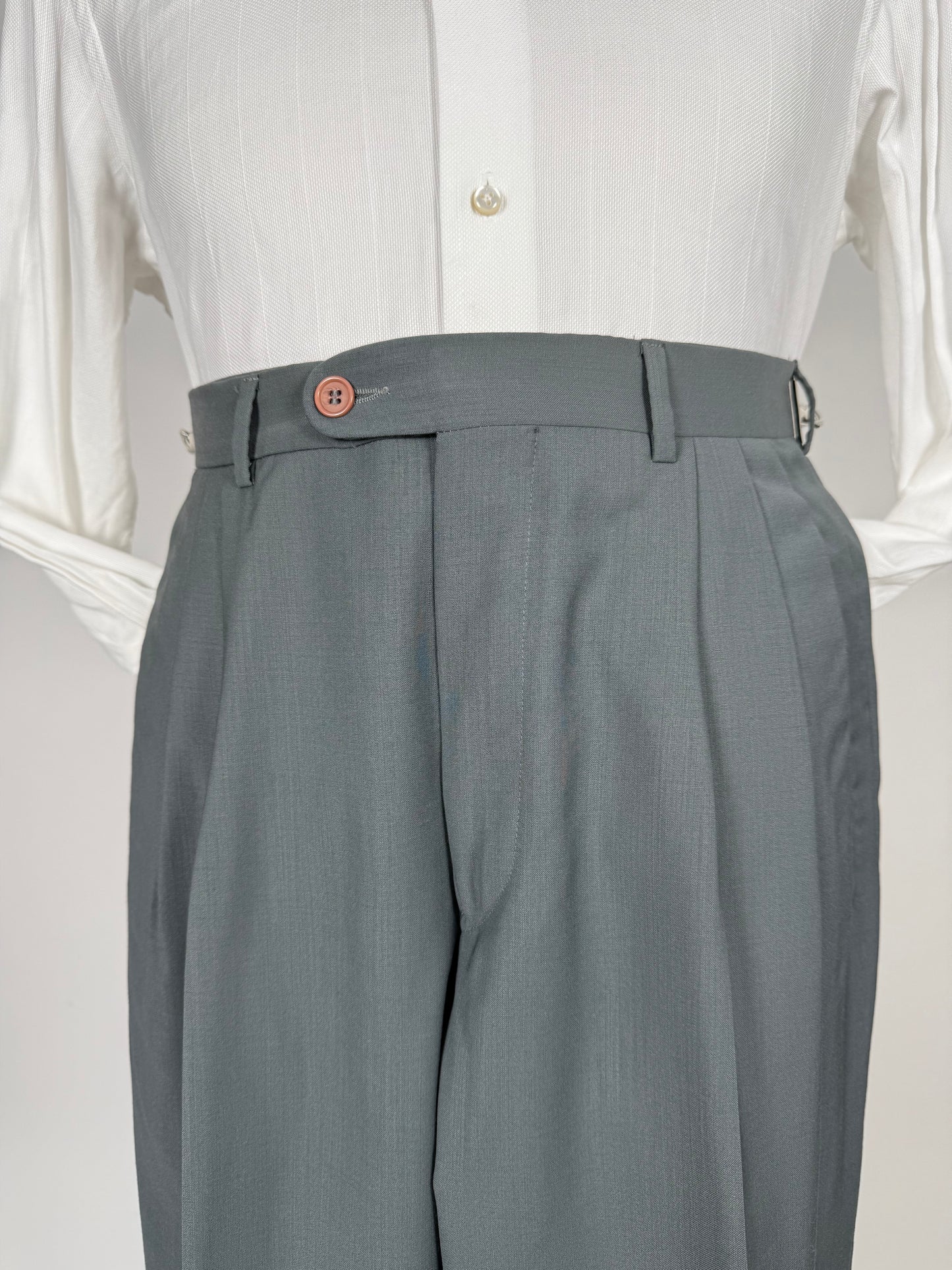 Pantaloni fresco lana verde petrolio anni ‘80 (NOS) - tg. 44