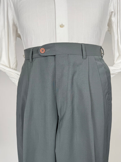 Pantaloni fresco lana verde petrolio anni ‘80 (NOS) - tg. 44