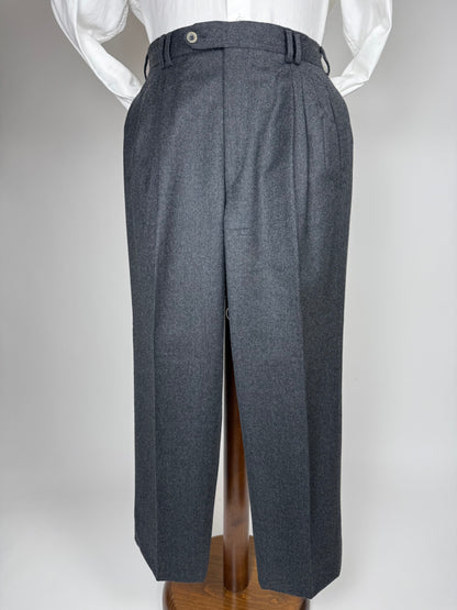 Pantaloni anni '80 flanella antracite 3 pinces - tg. 50/52 corta