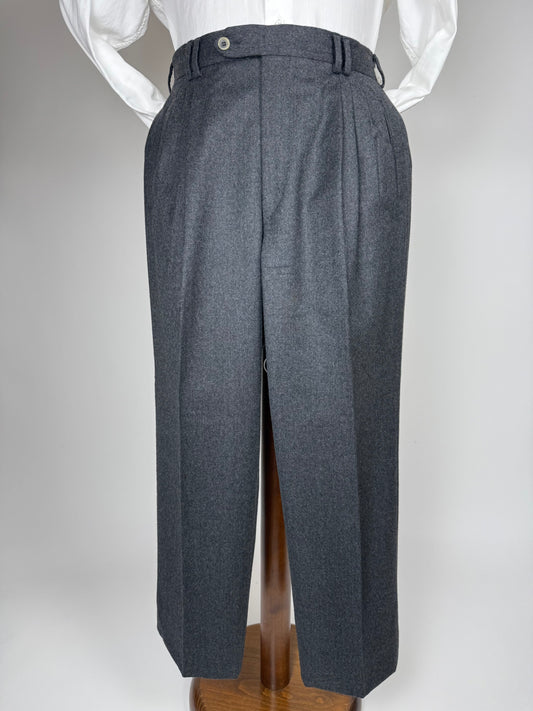 Pantaloni anni '80 flanella antracite 3 pinces - tg. 50/52 corta