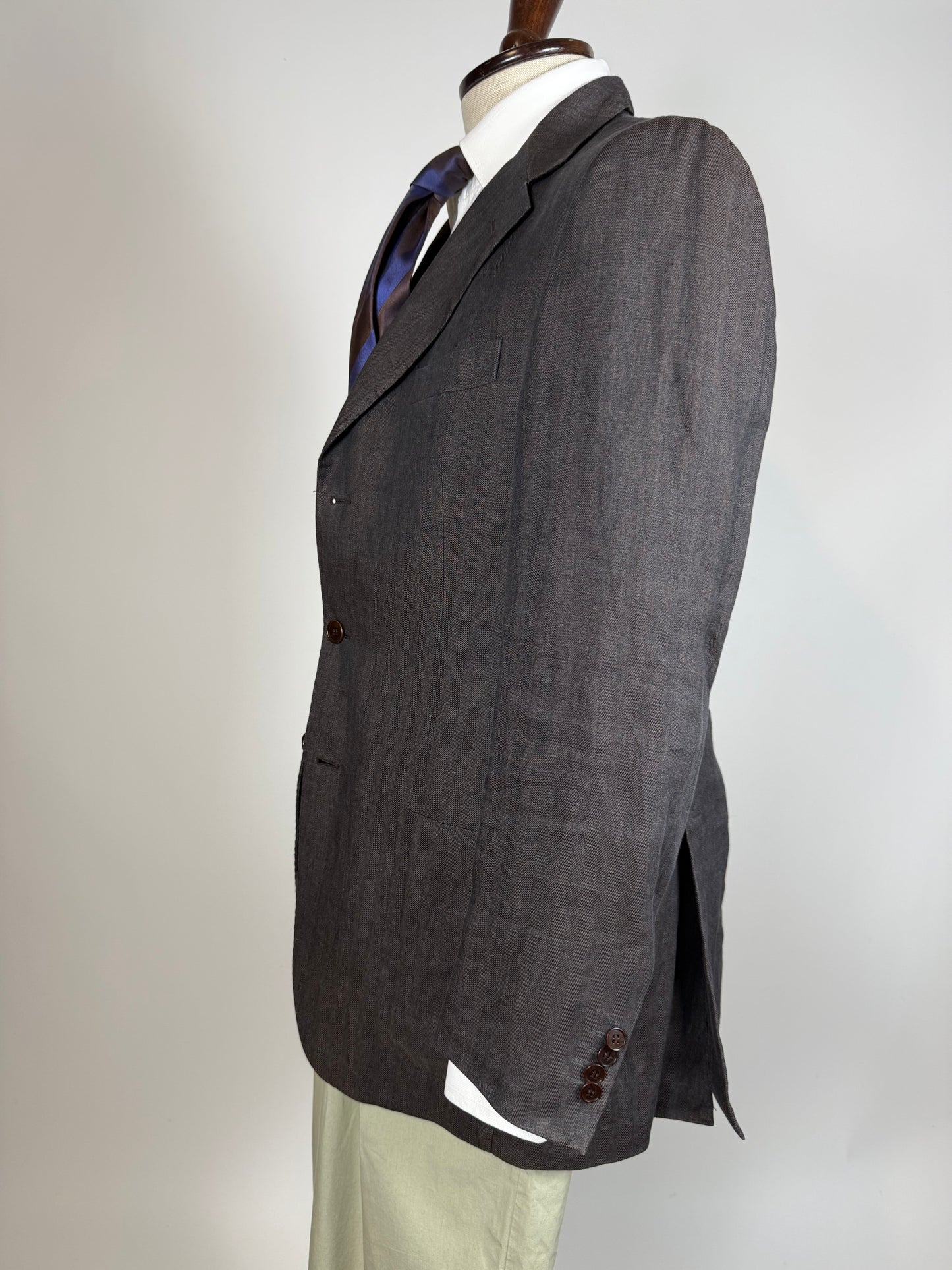 Giacca Cantarelli puro lino marrone herringbone - tg. 50