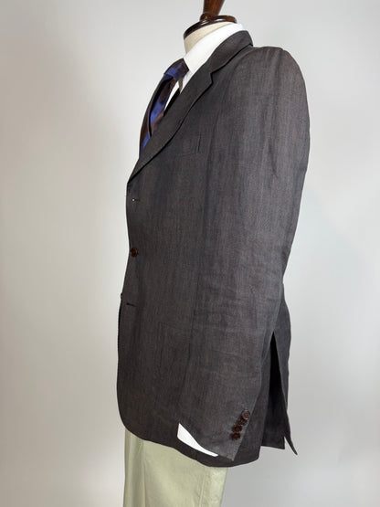 Giacca Cantarelli puro lino marrone herringbone - tg. 50