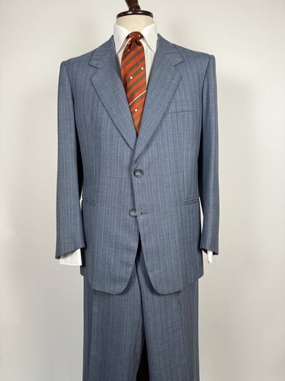 Completo sartoriale anni ‘60/'70 in grisaglia color carta da zucchero gessato - tg. 50/52