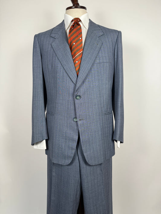 Completo sartoriale anni ‘60/'70 in grisaglia color carta da zucchero gessato - tg. 50/52