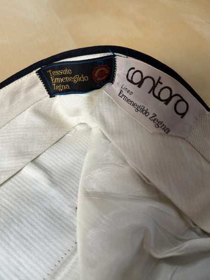 Pantaloni Ermenegildo Zegna anni ‘70/‘80 flanella pettinata blu - tg. 46/48