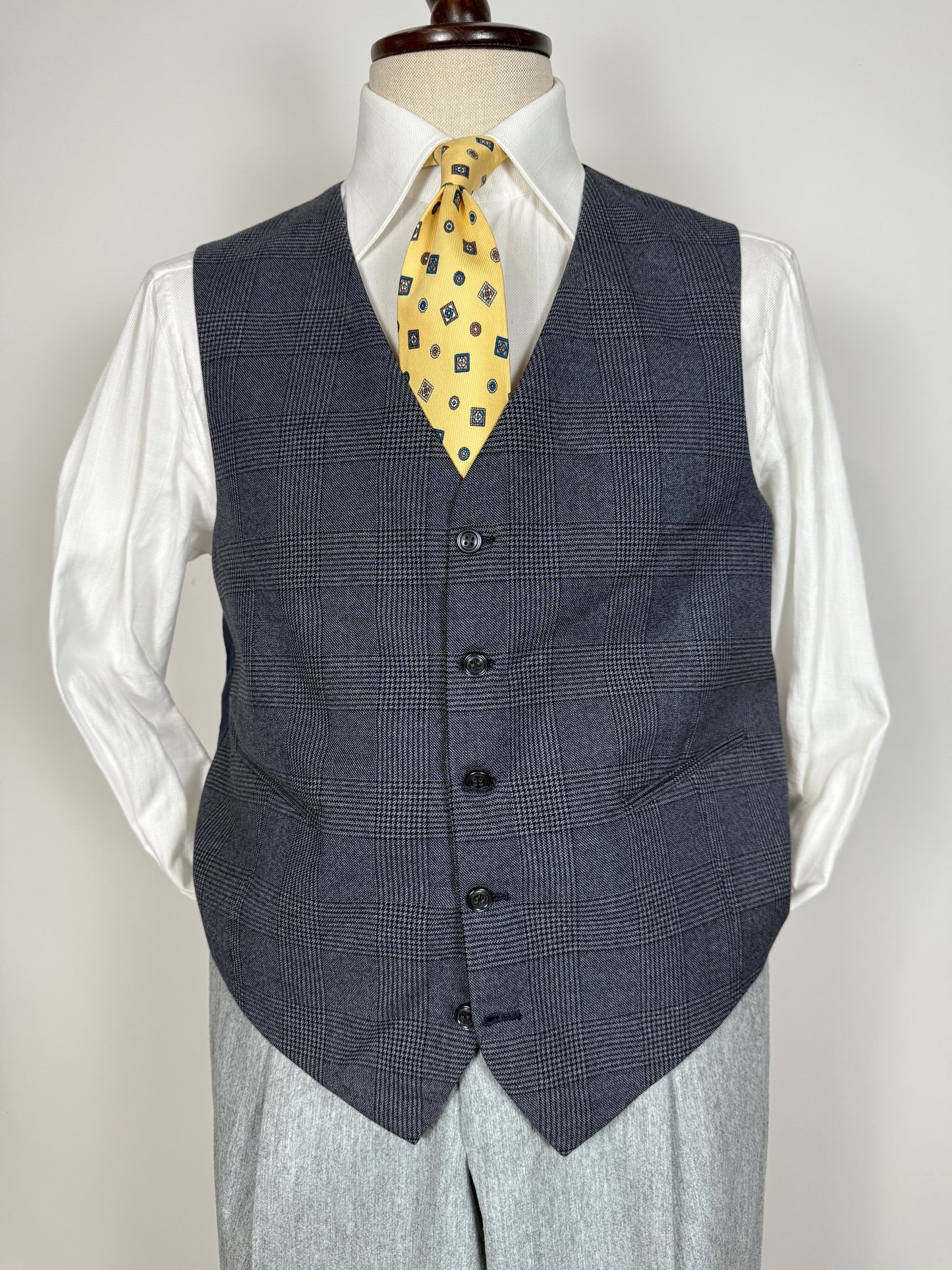 Giacca + panciotto sartoriali anni ‘70 principe di Galles - tg. 54 drop basso