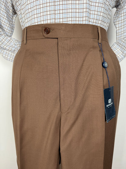 Pantalone anni '80 fresco lana marrone cacao (NOS) - tg. 54