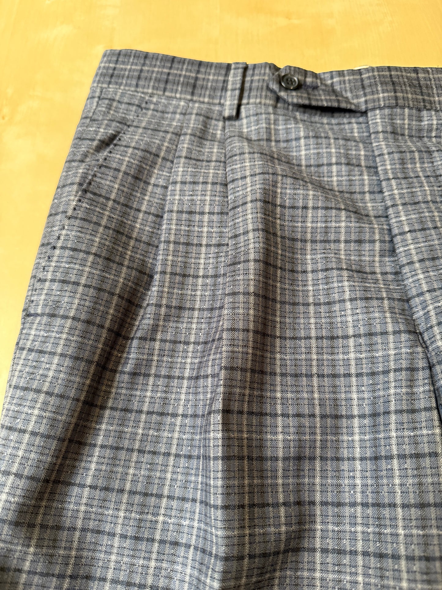 Pantalone in fresco lana anni '70/'80 a quadri blu (NOS) - tg. 46