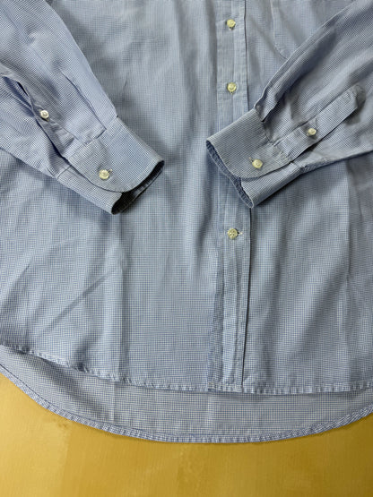 Camicia Avon celli vintage micro pied-de-poule azzurro - M collo 39