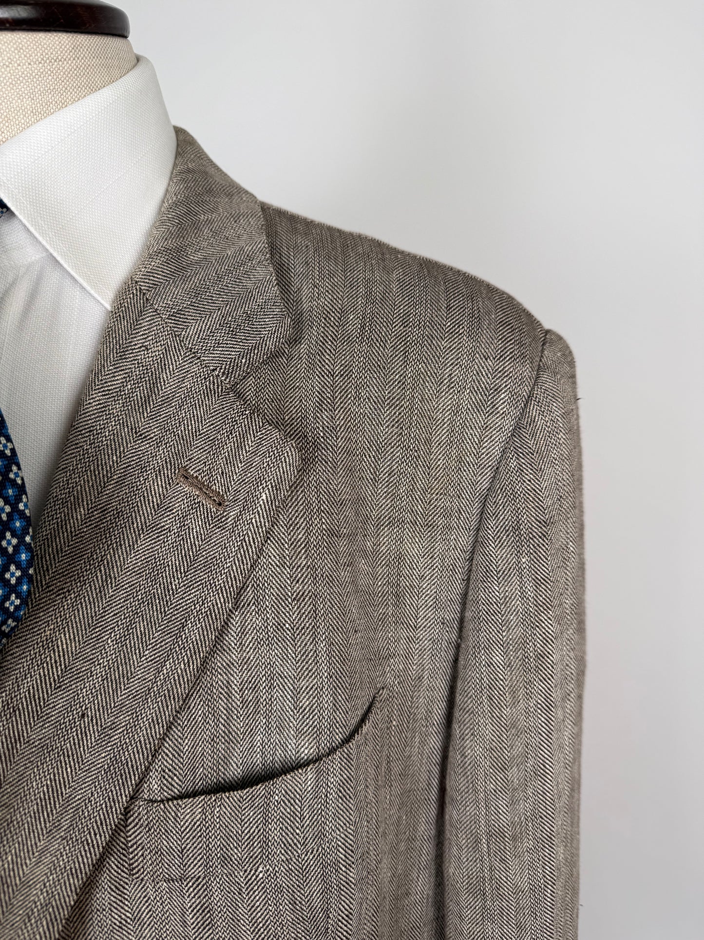 Giacca sartoriale in puro lino herringbone - tg. 60/62