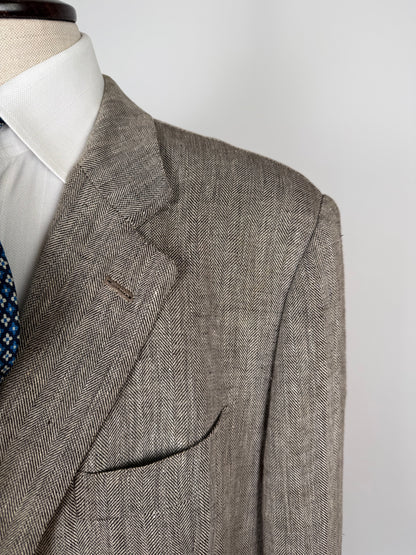 Giacca sartoriale in puro lino herringbone - tg. 60/62