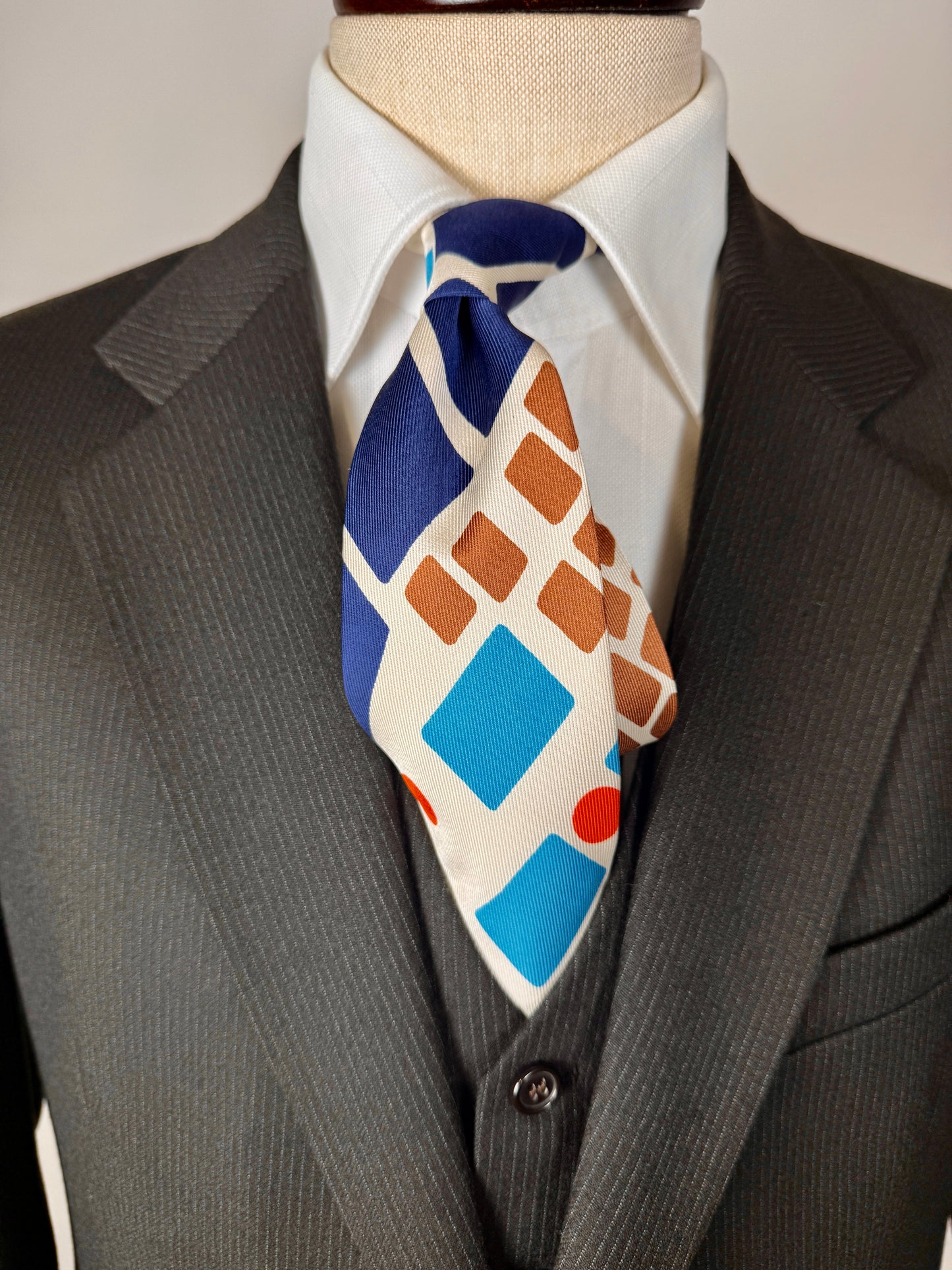 Cravatta anni ‘70 geometrica multicolore (nuova)