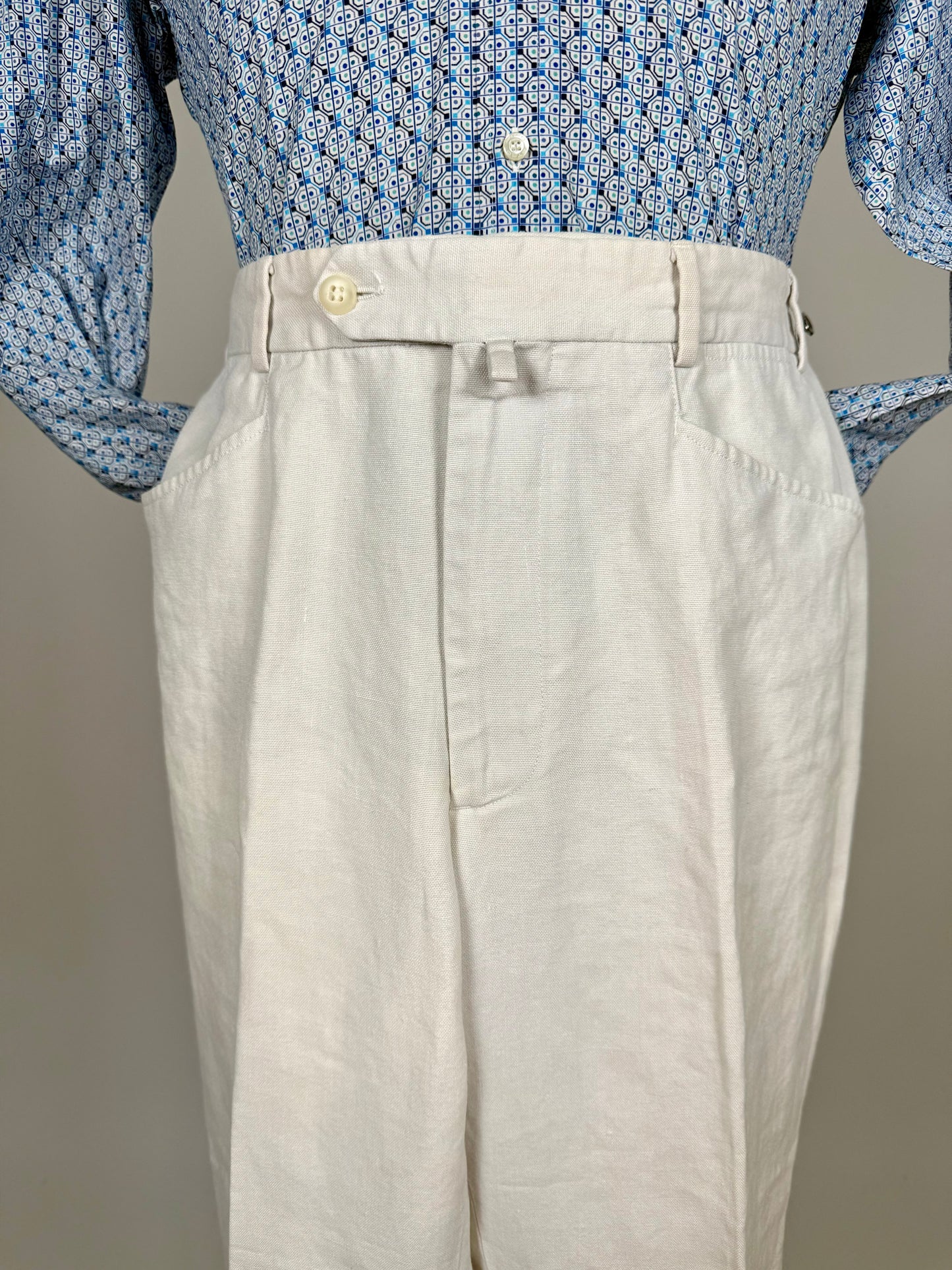 Pantaloni Incotex bianchi 100% lino - tg. 50