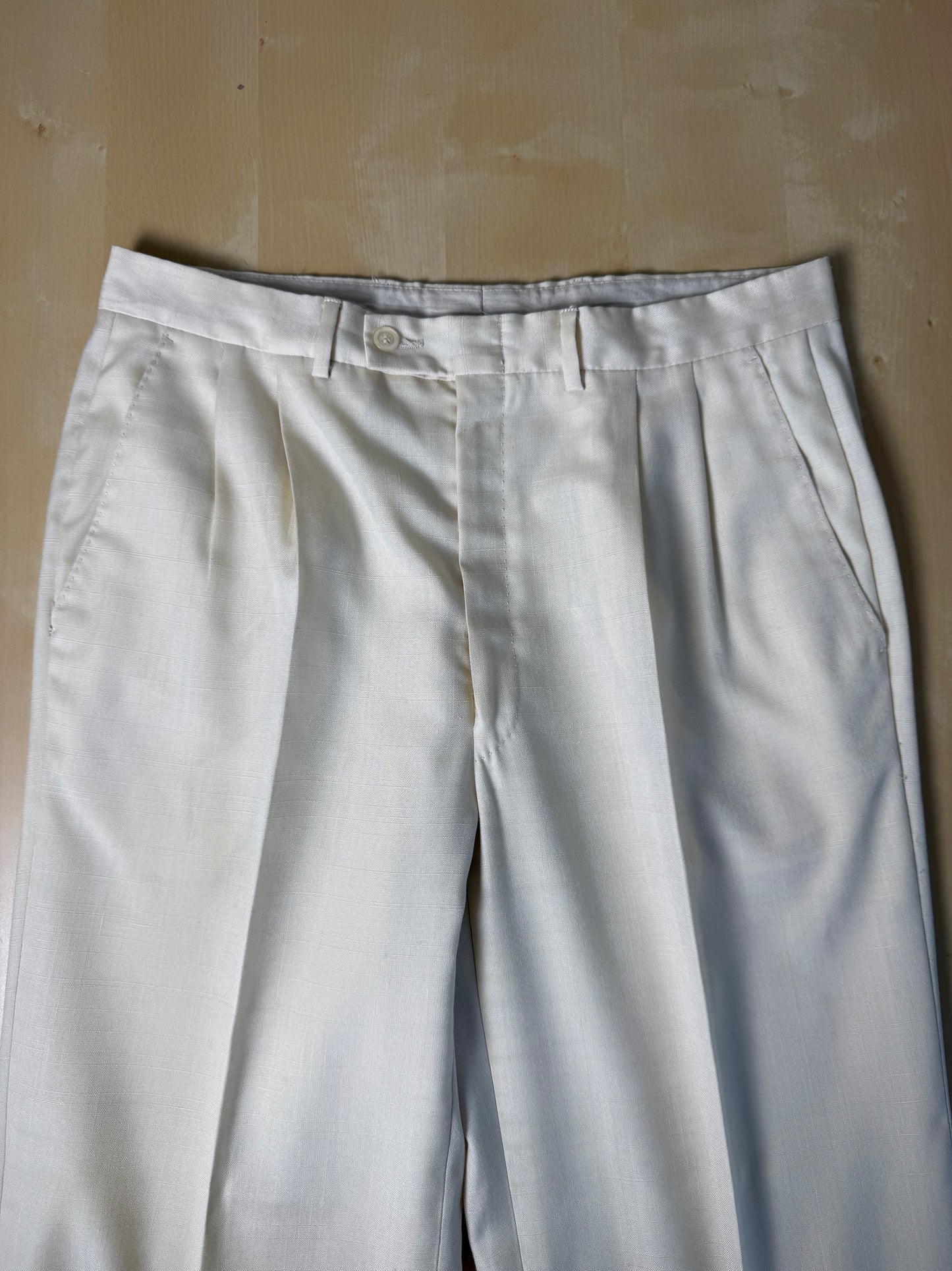 Pantaloni anni '70 misto seta color avorio - tg. 44/46