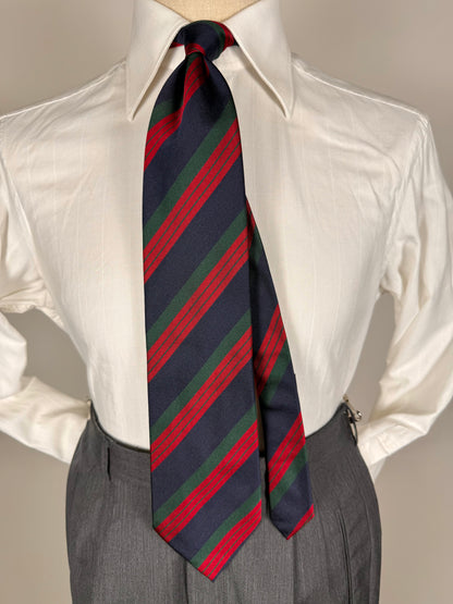 Cravatta regimental vintage navy verde e rosso
