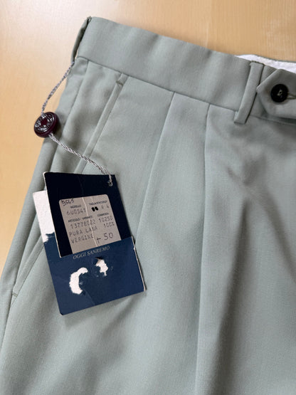 Pantaloni fresco lana verde menta anni '80 (NOS) - tg. 50