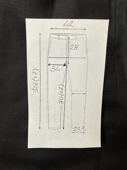 Pantaloni Ermenegildo Zegna anni '80 puro lino nero - tg. 48