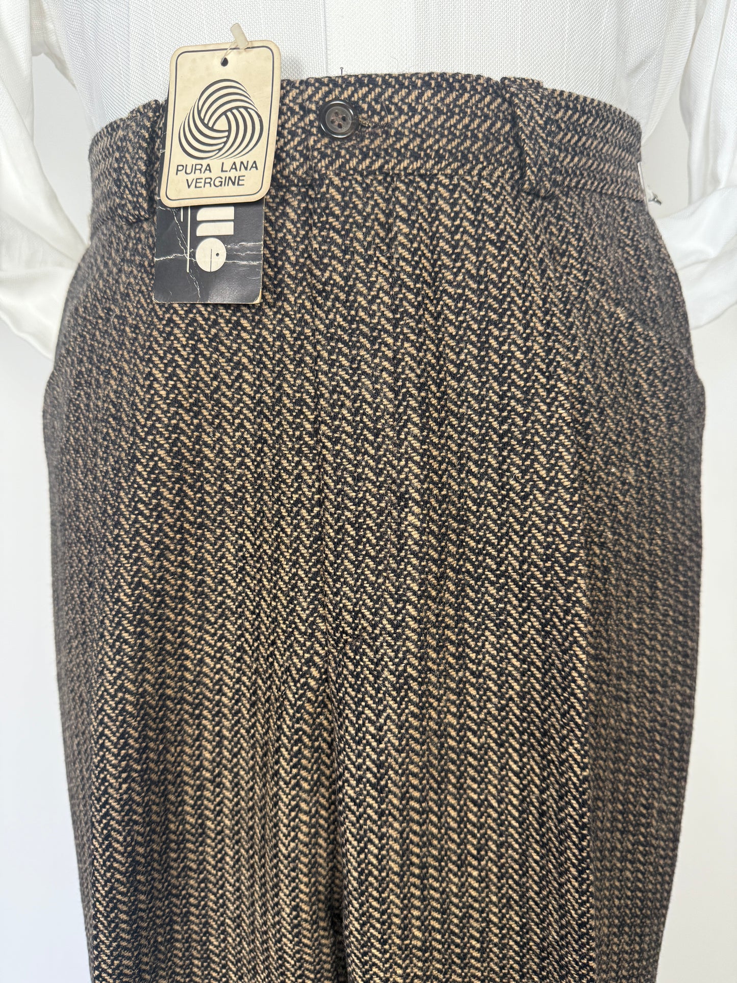 Pantaloni anni ‘70 in tweed spigato pesante (NOS) - tg. 44