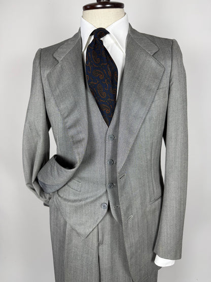 Completo 3 pezzi anni '70 herrigbone grigio - tg. 44