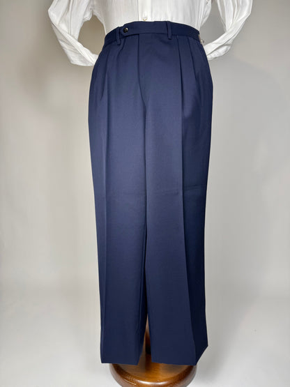 Completo doppiopetto anni '70/'80 twill lana pettinata blu - tg. 48