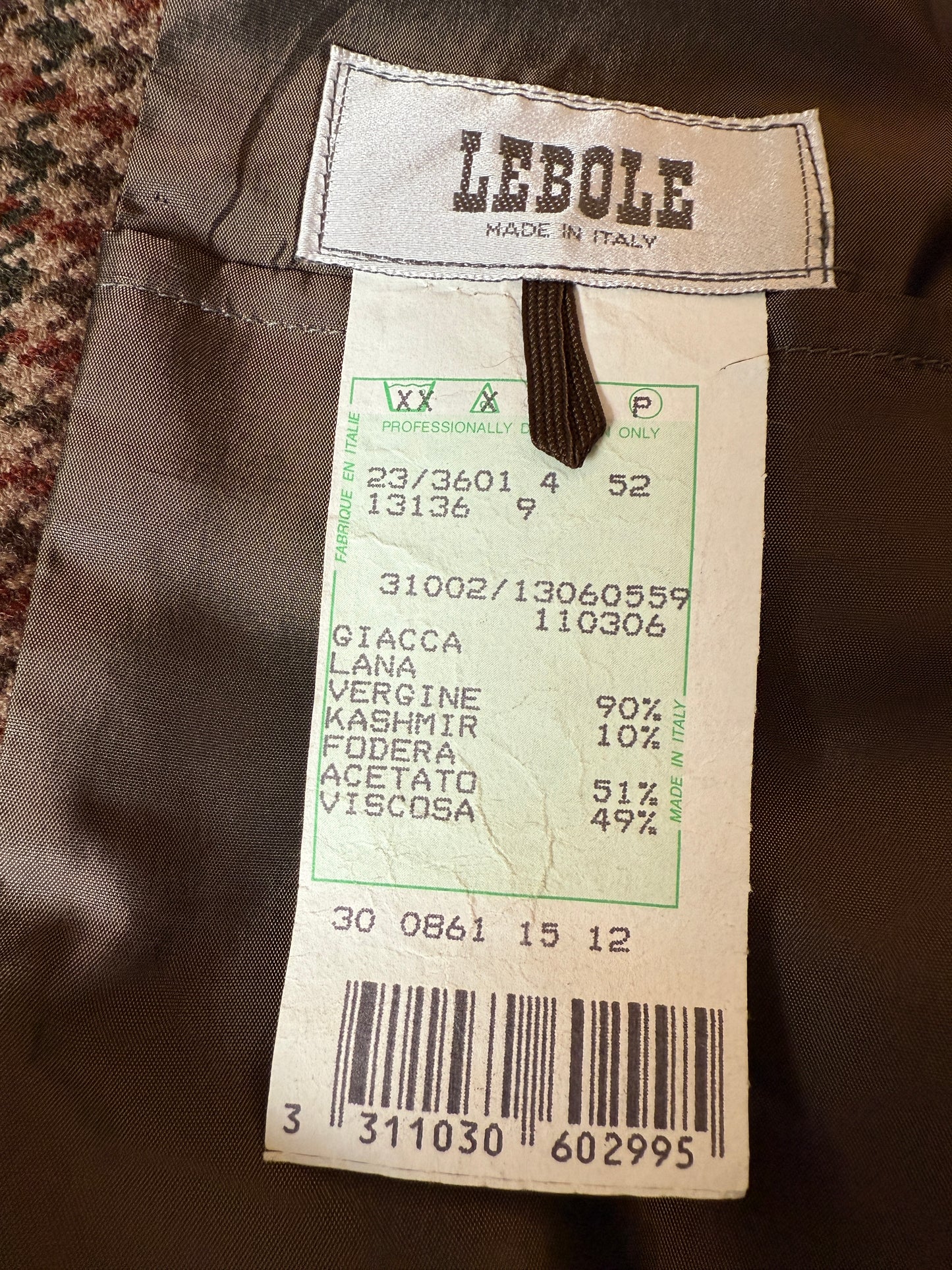 Giacca anni ‘80 pied-de-poule in lana e cashmere - tg. 52