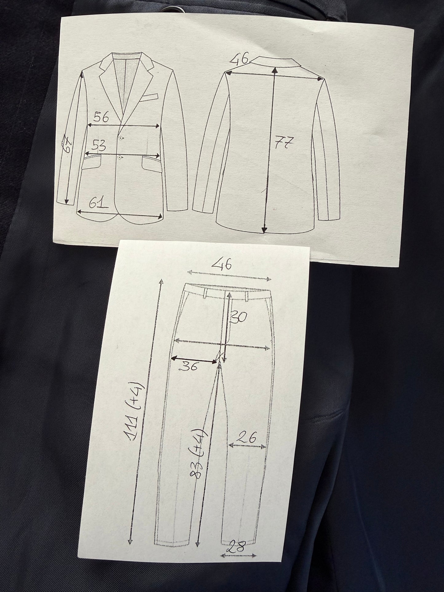 Completo Belvest doppiopetto anni ‘70 flanella blu gessato - tg. 50/52