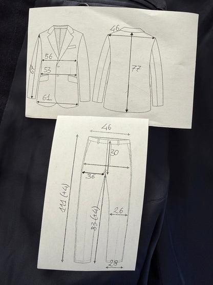 Completo Belvest doppiopetto anni ‘70 flanella blu gessato - tg. 50/52