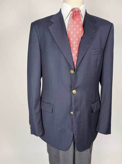 Blazer navy 3 bottoni in flanella pettinata - tg. 50/52 lunga