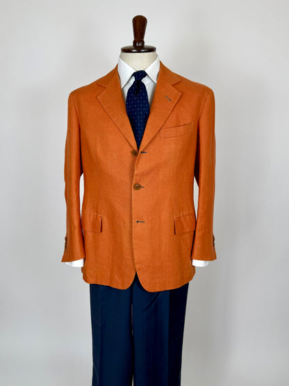 Giacca sartoriale D. Caraceni-Campagna lino irlandese arancio - tg. 50/52