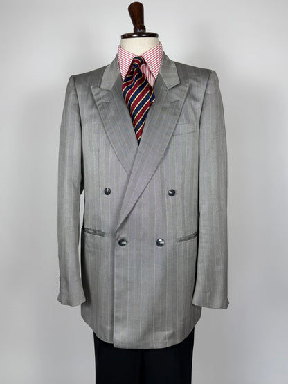 Giacca doppiopetto Christian Dior anni '70/'80 lana e seta chevrons - tg. 52 lunga