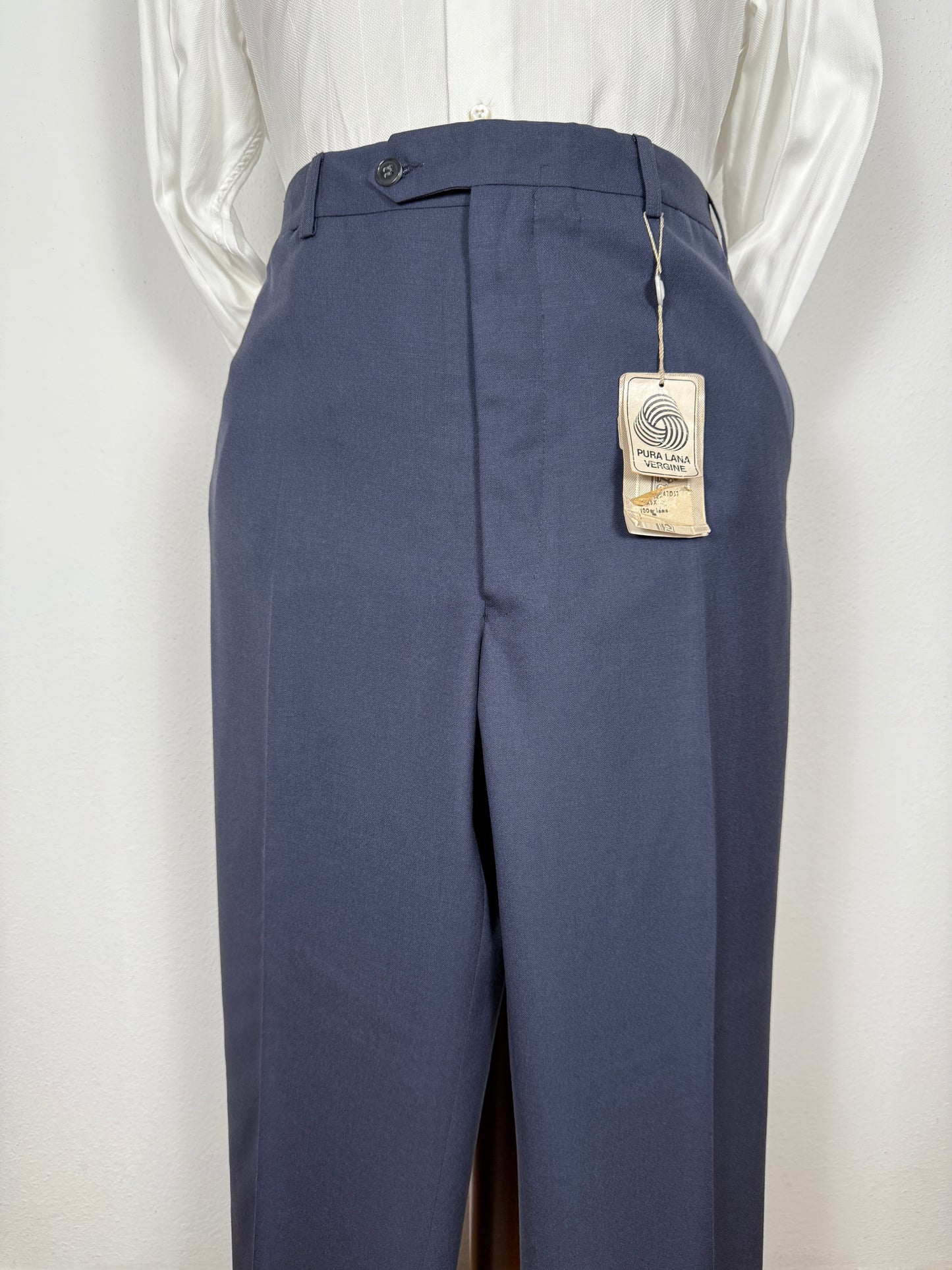Pantalone anni ‘90 in fresco lana blu (NOS) - tg. 58/60