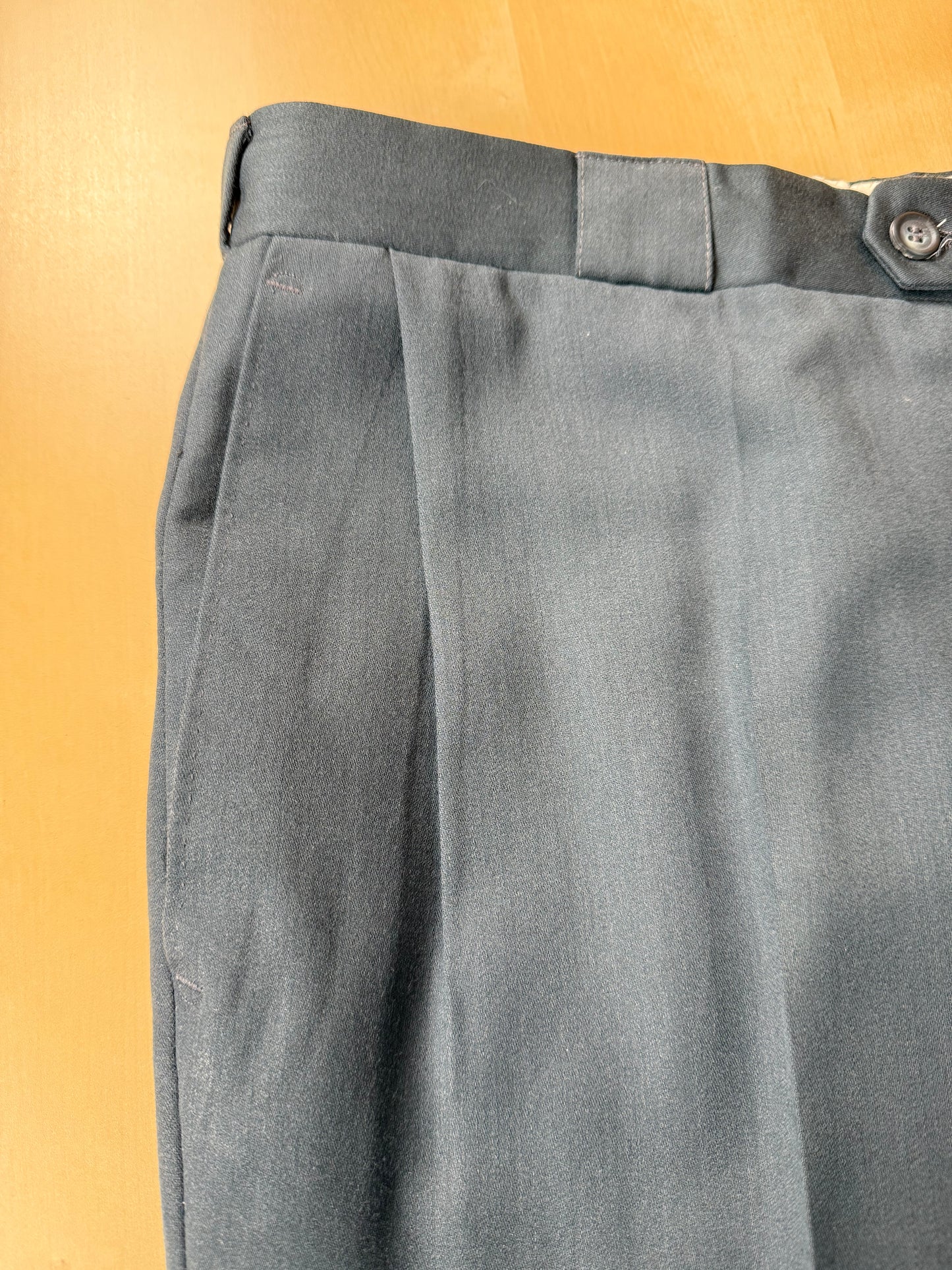 Pantaloni anni '80 lana pettinata verde petrolio (NOS) - tg. 50