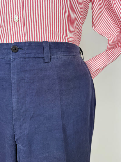 Completo sartoriale anni '70 in lino blu stile workwear - tg. 54