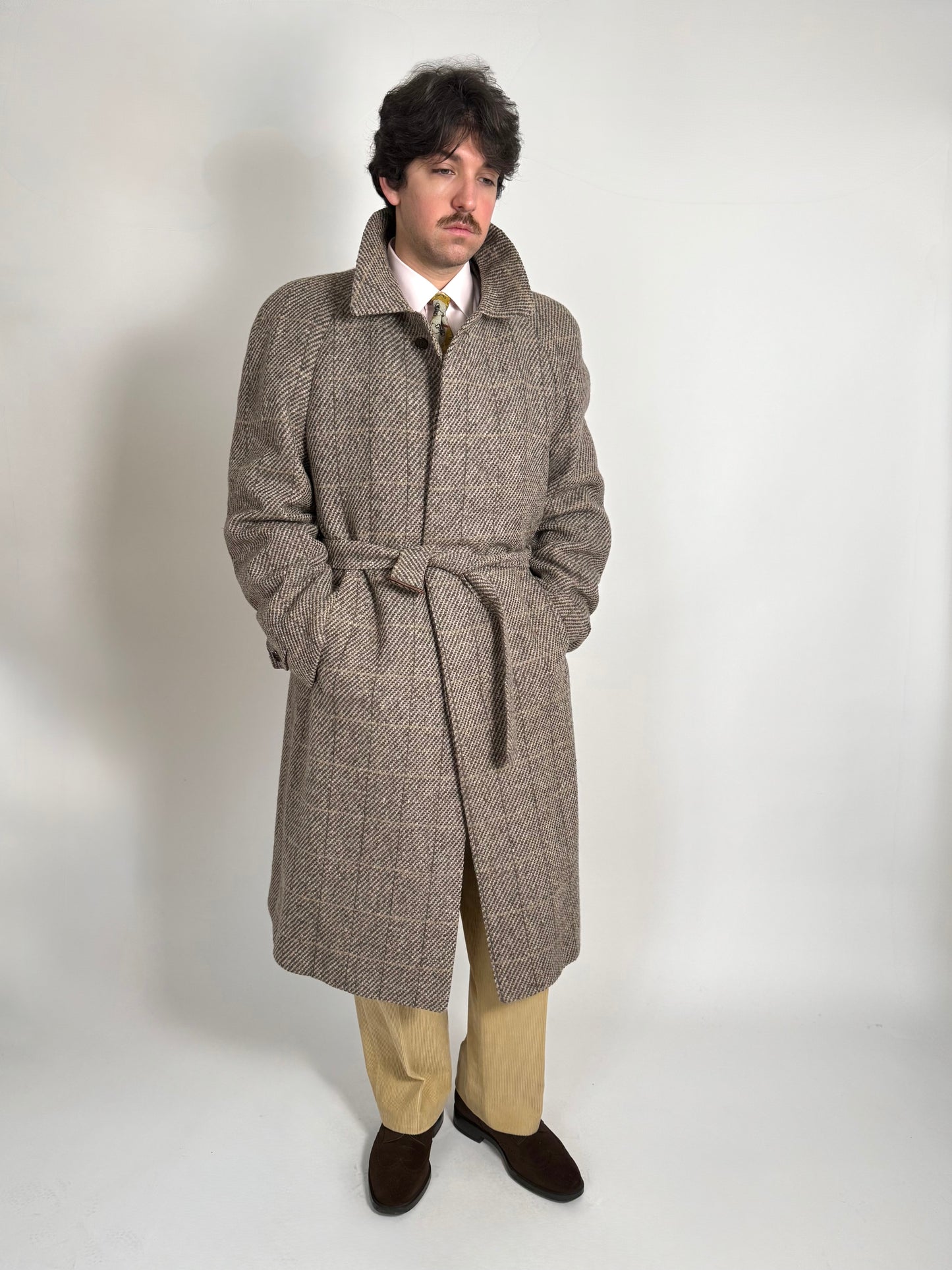 Cappotto raglan anni ‘80 tweed finestrato - tg. 54-56