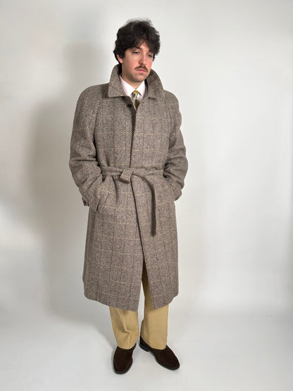 Cappotto raglan anni ‘80 tweed finestrato - tg. 54-56