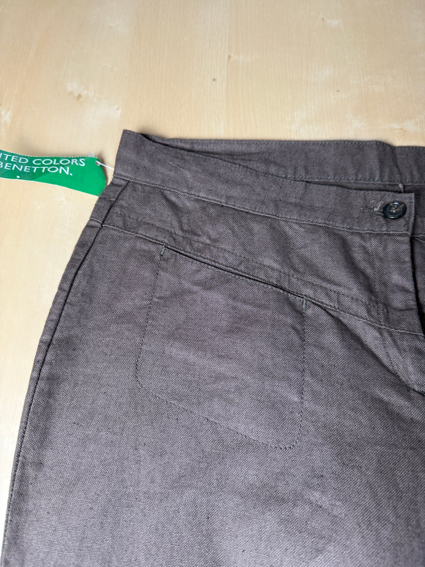 Pantalone svasato Benetton primi anni 2000 cotone e lino (nuovo) - tg. 44