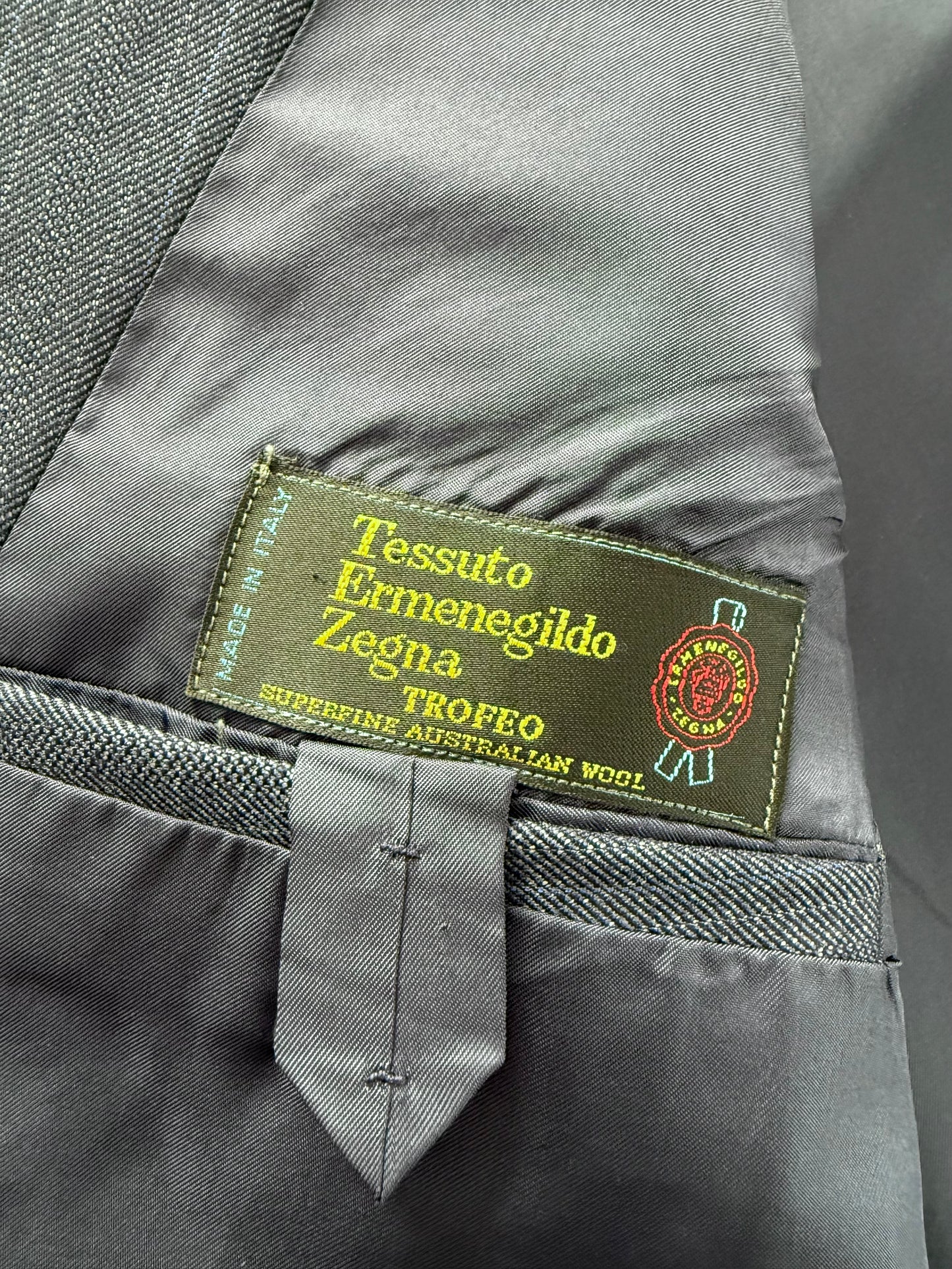 Completo sartoriale tessuto E. Zegna lana pettinata blu - tg. 54/56 drop basso