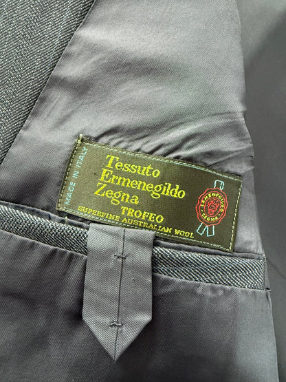 Completo sartoriale tessuto E. Zegna lana pettinata blu - tg. 54/56 drop basso