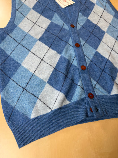 Gilet a losanghe in pura lana (nuovo) - XL