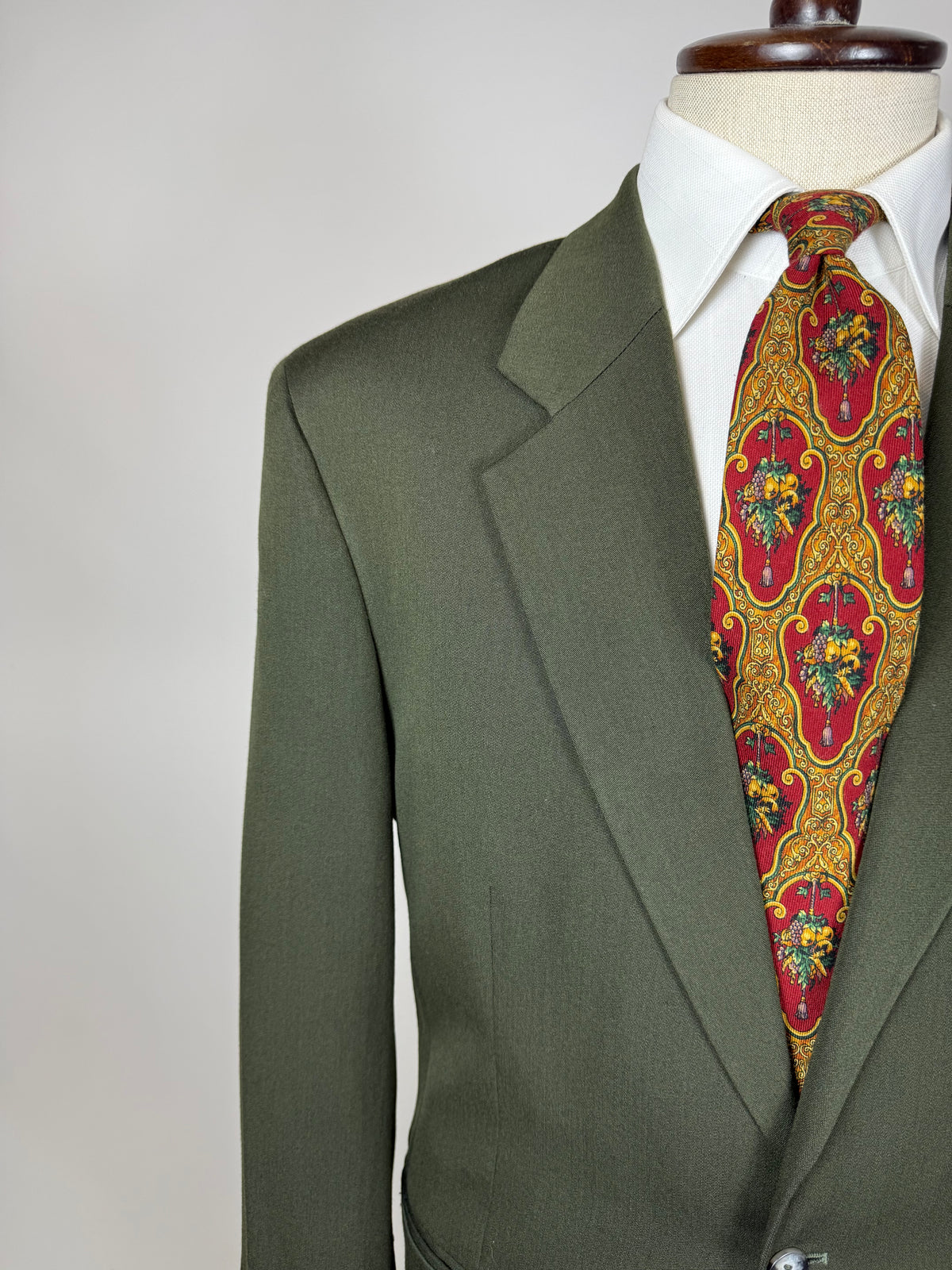 Completo anni '80 misto lana verde - tg. 48 drop alto