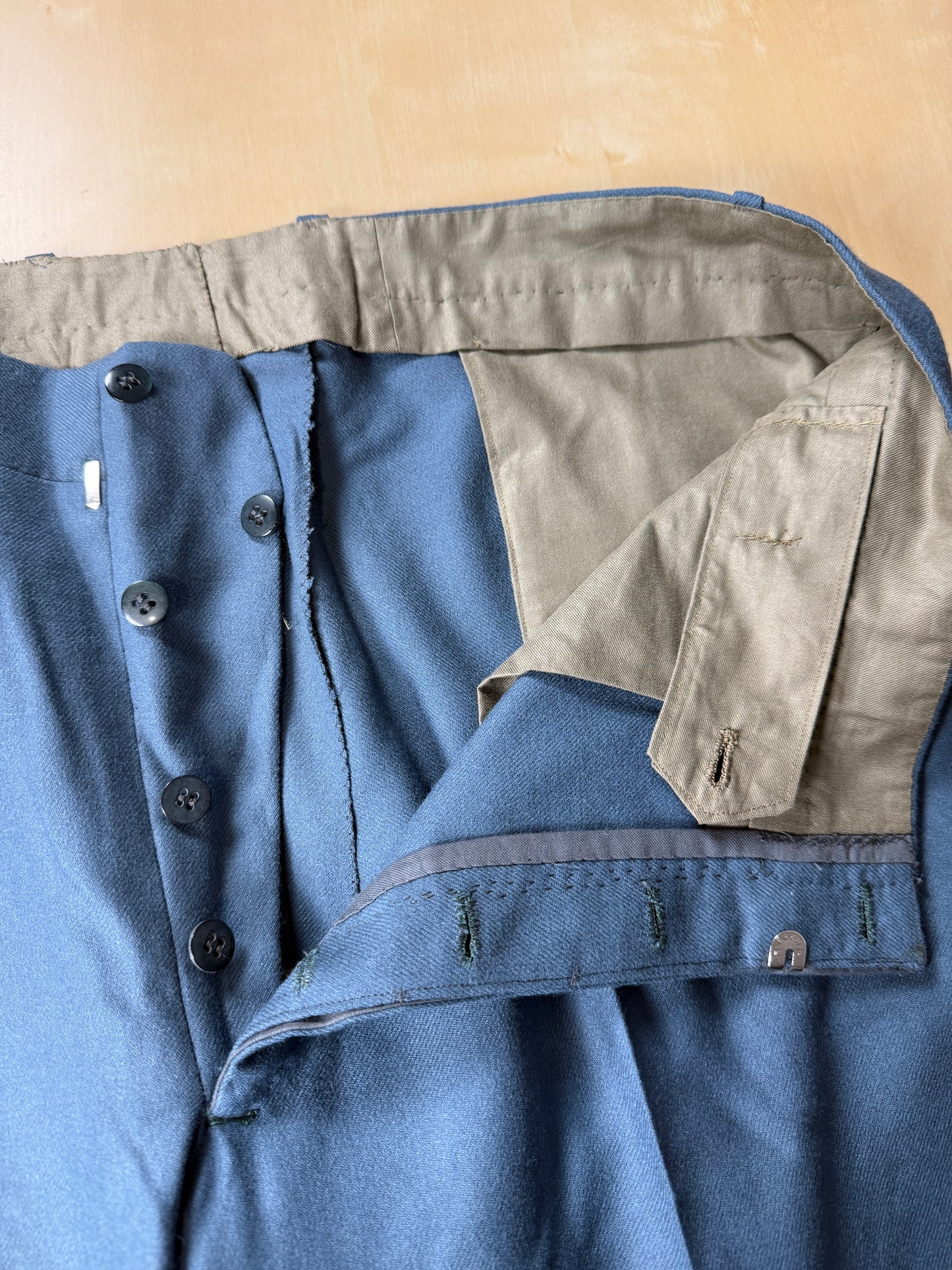 Pantaloni sartoriali anni ‘50/‘60 flanella color ottanio - tg. 52