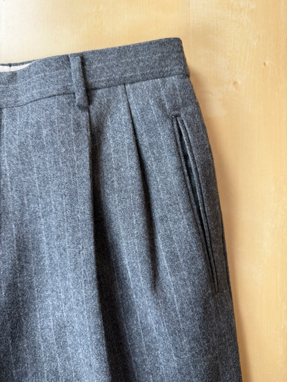 Completo doppiopetto flanella grigio gessato anni ‘80/‘90 - tg. 48/50, drop alto