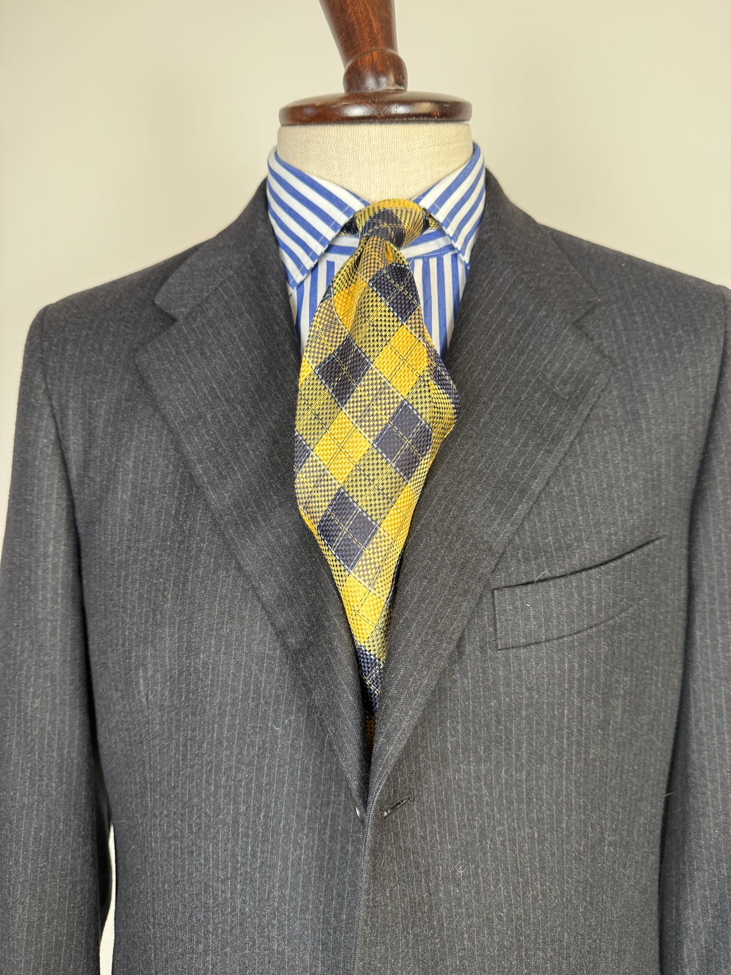 Completo Burberry flanella grigio antracite gessato - tg. 50