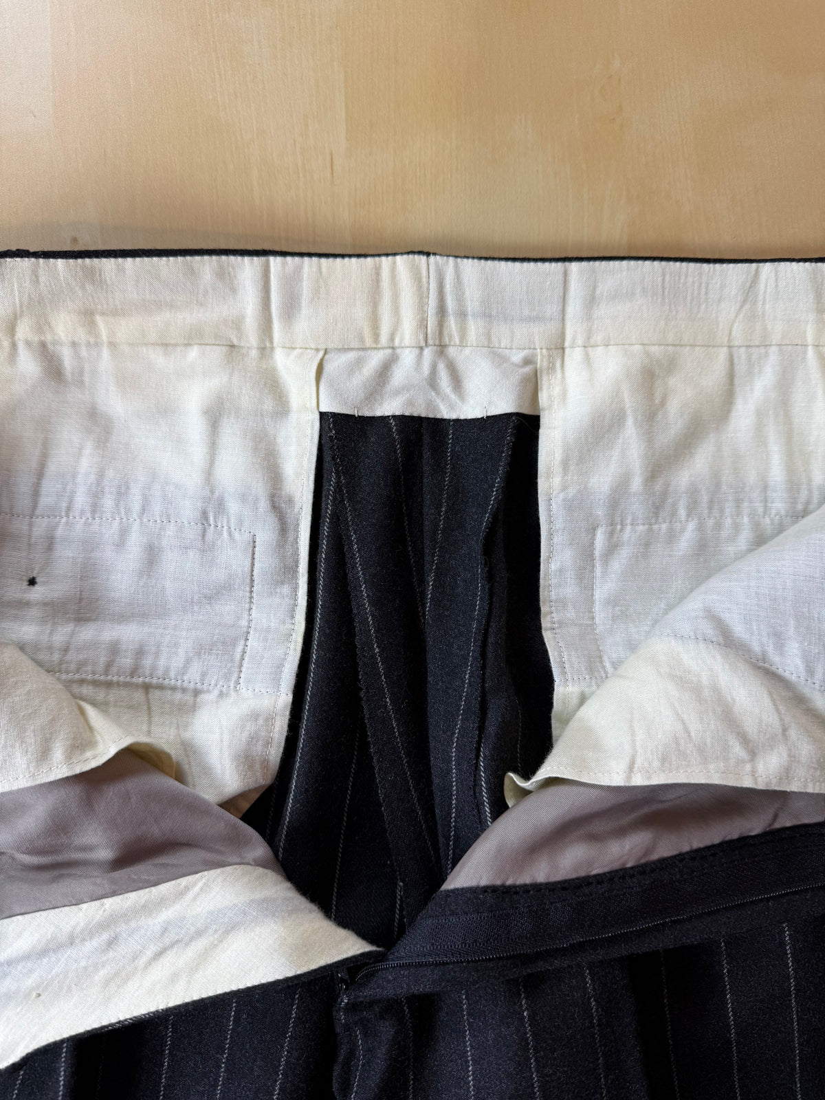 Completo gessato sartoriale in flanella lana e cashmere tessuto Loro Piana - tg. 50