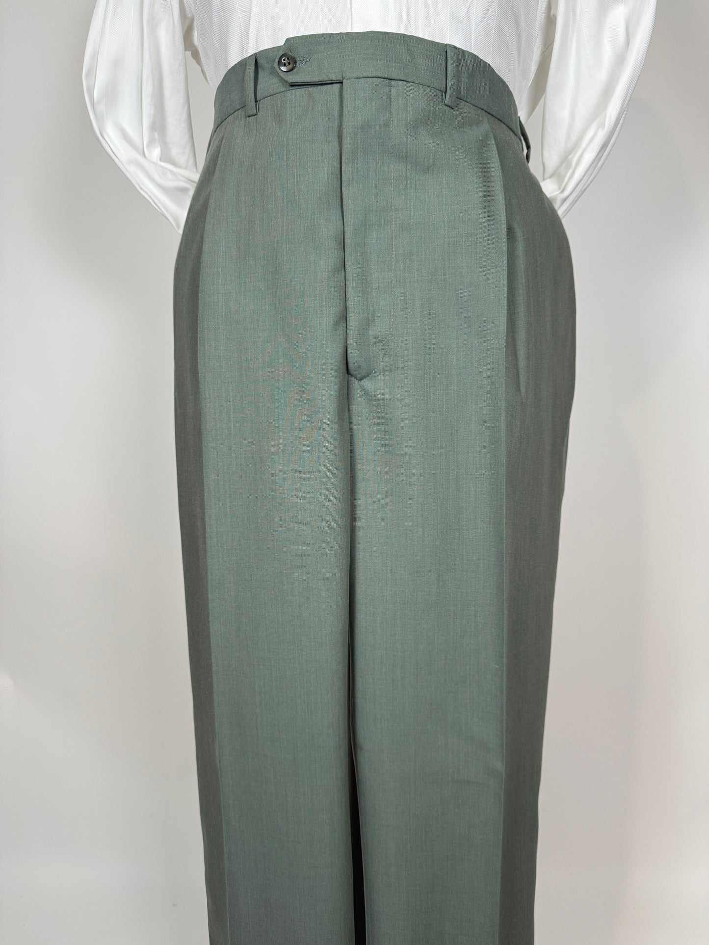 Completo anni '80 fresco lana verde menta (NOS) - tg. 54/56 drop basso